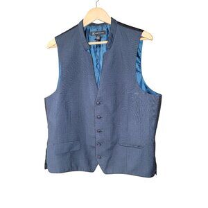 Mens Blue Plaid INC International Concepts Vest Adjustable Back Strap S